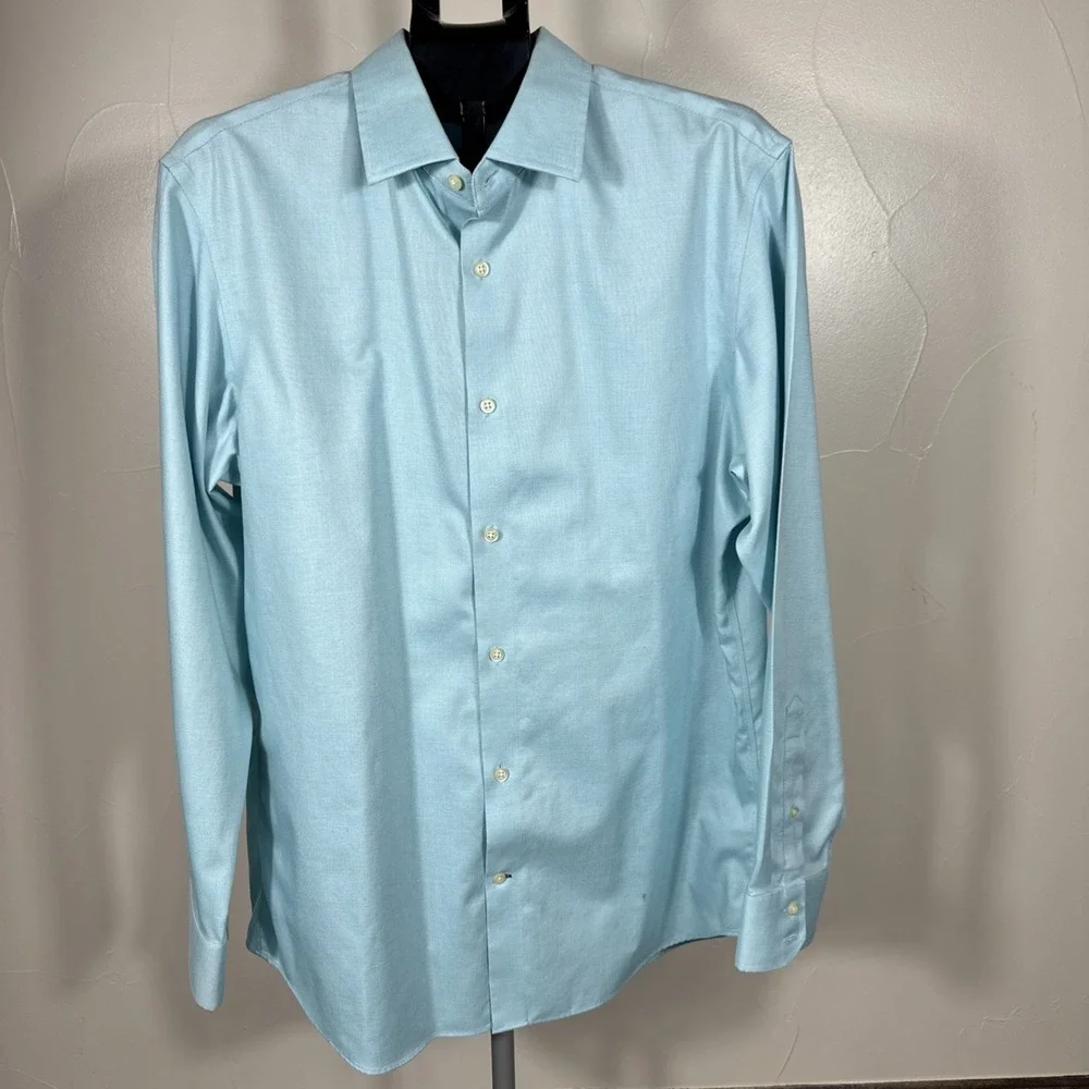 Banana Republic Button Down Shirt Men's Large Aqua Non Iron Slim Fit